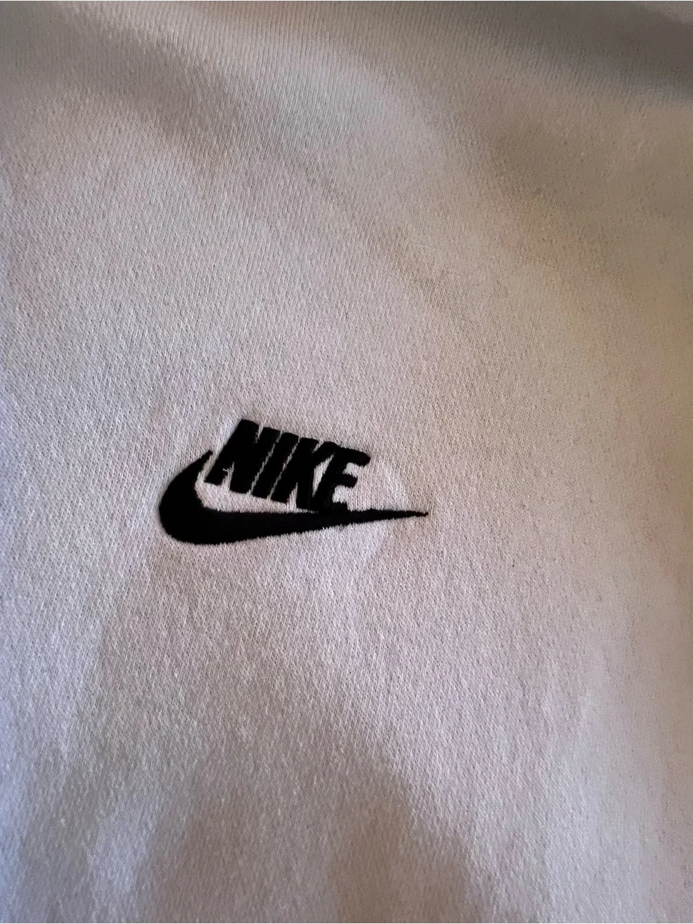 Nike Men’s Off-White Pullover Hoodie with Black Swoosh